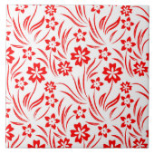 Red Flowers Ceramic Tile Tegeltje (Voorkant)