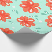Red Flowers Cheerful Decorative Floral Pattern Cadeaupapier (Hoek)