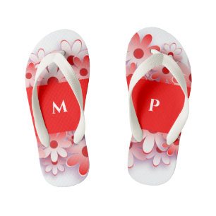 Red Flowers Custom Kinder Teenslippers