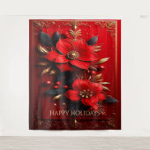 Red Flowers Decorative Holiday Backdrop Wandkleed (Voorkant)