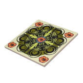 Red Flowers en Black Retro Tiles Tegeltje (Zijkant)