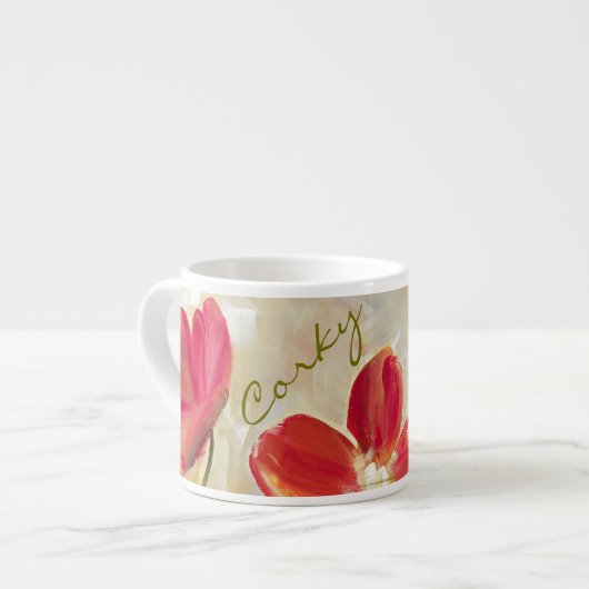 Red Flowers Espresso Cups Kop (Links)