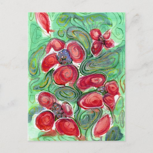 Red Flowers Fantasy Briefkaart (Voorkant)