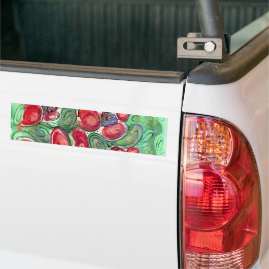 Red Flowers Fantasy Bumpersticker (Op Truck)