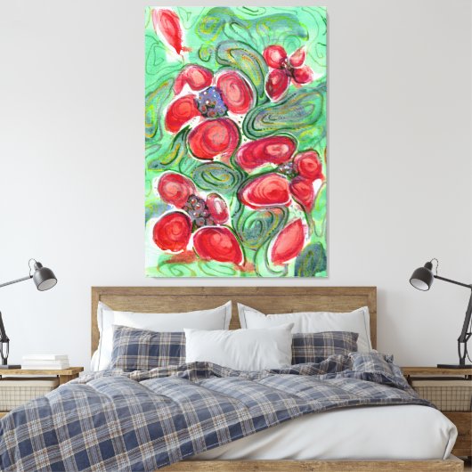 Red Flowers Fantasy Canvas Afdruk (Insitu (Slaapkamer))