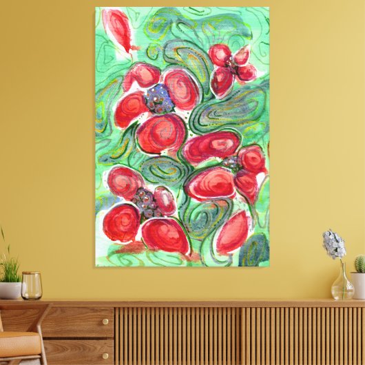 Red Flowers Fantasy Canvas Afdruk (Insitu (Woonkamer))