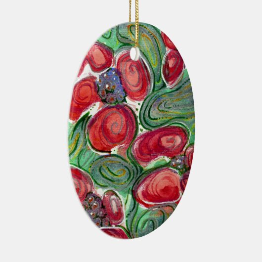 Red Flowers Fantasy Keramisch Ornament (Rechts)