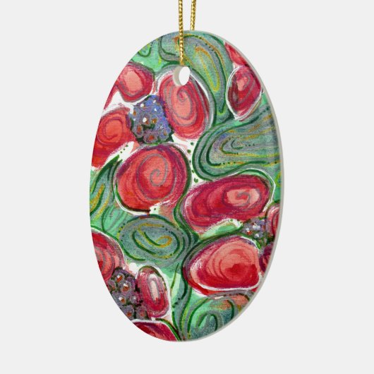 Red Flowers Fantasy Keramisch Ornament (Links)