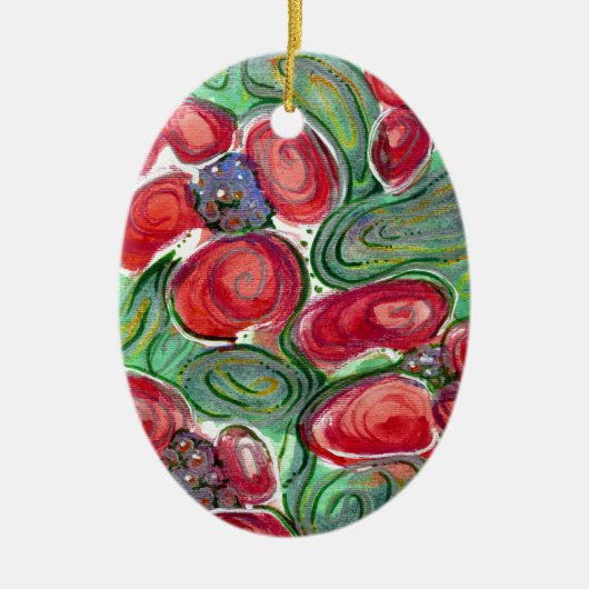 Red Flowers Fantasy Keramisch Ornament (Voorkant)