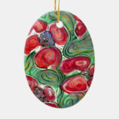 Red Flowers Fantasy Keramisch Ornament (Achterkant)