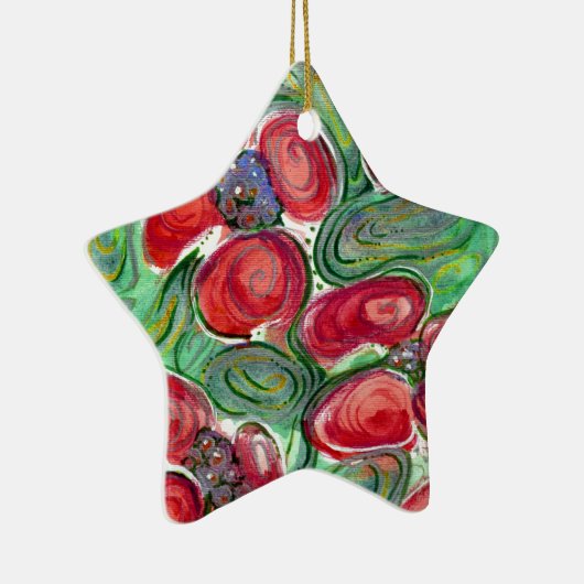 Red Flowers Fantasy Keramisch Ornament (Rechts)