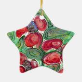 Red Flowers Fantasy Keramisch Ornament (Achterkant)