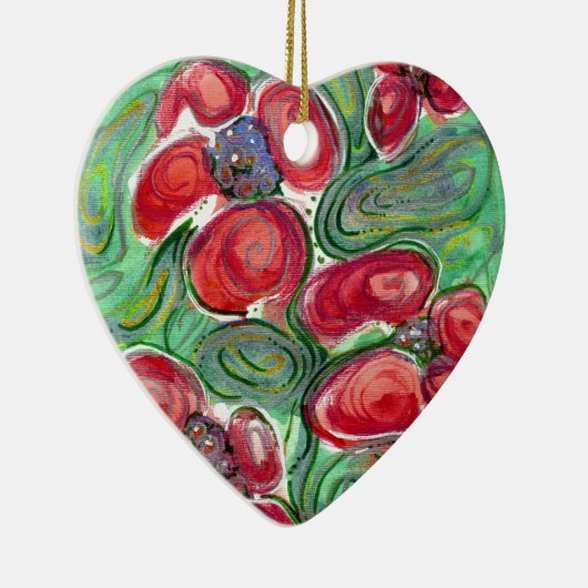 Red Flowers Fantasy Keramisch Ornament (Rechts)