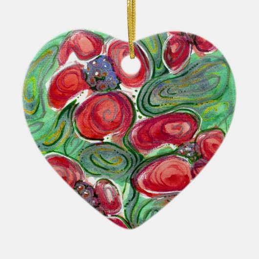 Red Flowers Fantasy Keramisch Ornament (Voorkant)