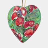 Red Flowers Fantasy Keramisch Ornament (Links)