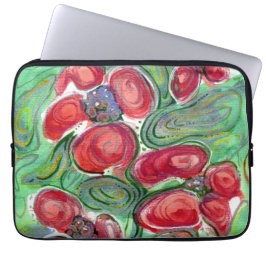 Red Flowers Fantasy Laptop Sleeve