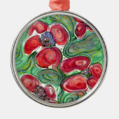 Red Flowers Fantasy Metalen Ornament (Voorkant)