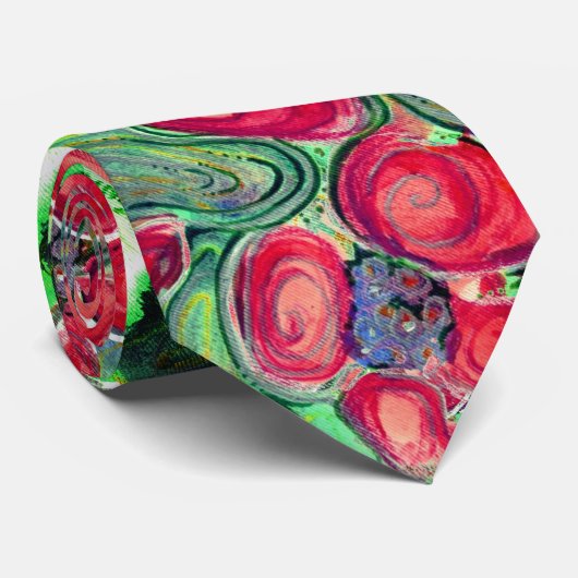 Red Flowers Fantasy Mini Stropdas (Opgerold)