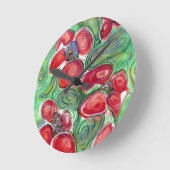 Red Flowers Fantasy Ronde Klok (Hoek)