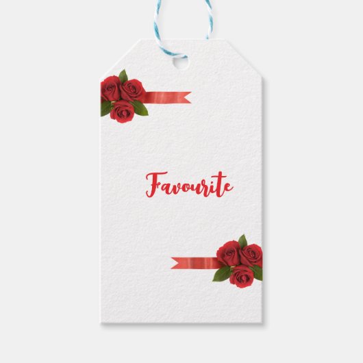 Red Flowers Favorite Cadeaulabel (Voorkant)