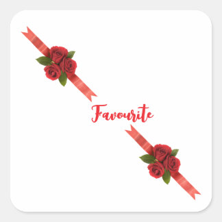 Red Flowers Favorite Vierkante Sticker