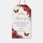 Red Flowers Floral Quinceanera Butterflies Quince Cadeaulabel (Voorkant)