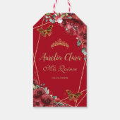 Red Flowers Floral Quinceanera Butterflies Quince Cadeaulabel (Achterkant)