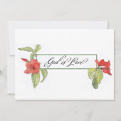 Red Flowers God is Liefde Calligrafie Religie Kaart (Achterkant)
