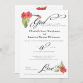 Red Flowers God is Liefde Calligrafie Religie Kaart (Voorkant / Achterkant)