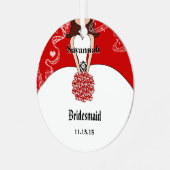 Red Flowers Gown Bridesmaid Kerstannament Metalen Ornament (Voorkant links)