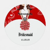 Red Flowers Gown Bridesmaid Kerstannament Metalen Ornament (Voorkant)