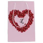 Red Flowers Heart met Monogram Floral Medium Cadeauzakje (Voorkant)