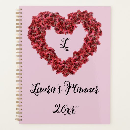 Red Flowers Heart met tekst, Afbeeldingen Planner (Voorkant)