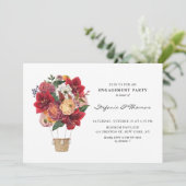 Red Flowers Hot Air Ballon Engagement Kaart (Staand voorkant)