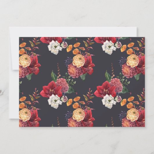 Red Flowers Hot Air Ballon Engagement Kaart (Achterkant)