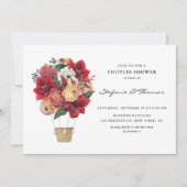 Red Flowers Hot Air-ballonpaar — Shower Kaart (Voorkant)