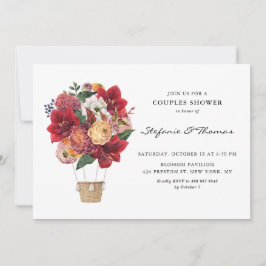 Red Flowers Hot Air-ballonpaar — Shower Kaart