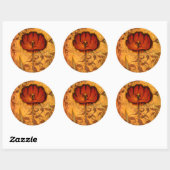 Red Flowers I Ronde Sticker (Vel)