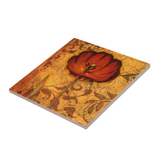 Red Flowers I Tegeltje (Zijkant)