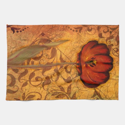 Red Flowers I Theedoek (Horizontaal)