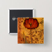 Red Flowers I Vierkante Button 5,1 Cm (Voorkant /achterkant)