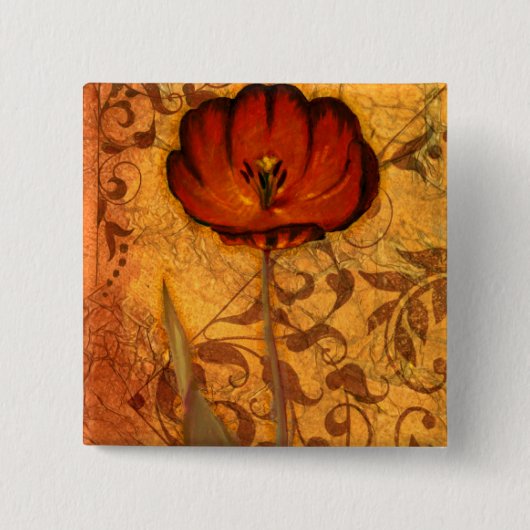 Red Flowers I Vierkante Button 5,1 Cm (Voorkant)