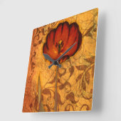 Red Flowers I Vierkante Klok (Hoek)