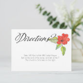 Red Flowers Kalligrafie Script Bruiloft Routebesch Informatiekaartje (Staand voorkant)