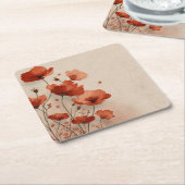 Red flowers.  kartonnen onderzetters (Schuin)