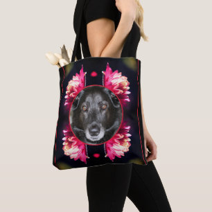 Red Flowers Lijst Creëer Uw Eigen Huisdier Foto Tote Bag