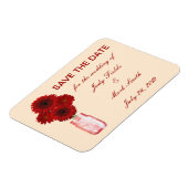 Red Flowers Mason Jar Save the Date Magnet Magneet (Linkerzijde)