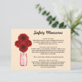 Red Flowers Mason Jar Veiligheidsmaatregelen Informatiekaartje (Staand voorkant)