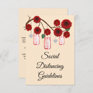 Red Flowers Mason Jar Veiligheidsmaatregelen Informatiekaartje