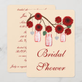Red Flowers Mason Jars Bridal Shower Kaart (Voorkant / Achterkant)